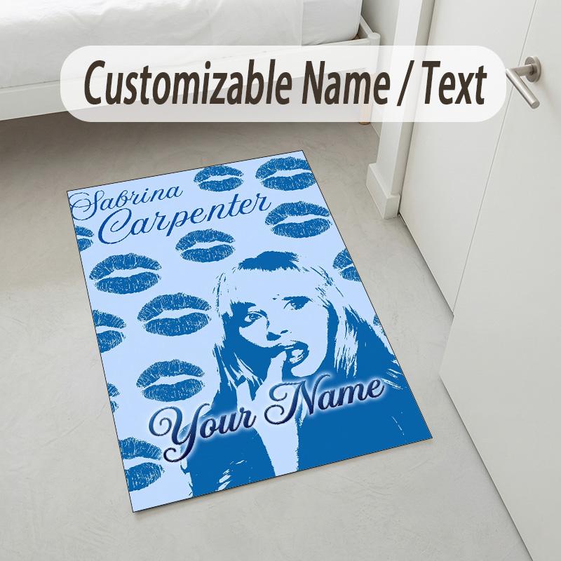 Personalized Crystal Velvet Carpet,Sabrina Carpenter Custom Printed Name, Plush Area Rug For Home Indoor Decor