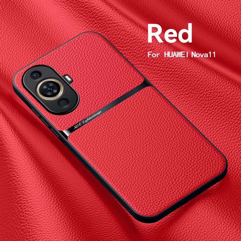 Do etui Hauwei NOVA 11 luksusowy magnetyczny uchwyt samochodowy skórzany pokrowiec na telefon do Huawei Nova 11 Pro 11Pro Nova11Pro silikonowa tylna obudowa