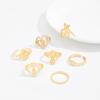 Vintage Gold Color 7 Pcs Stackable Ring Set for Women Elegant Virgin Mary Cross Heart Crystal Religious Fashion Jewelry Gifts