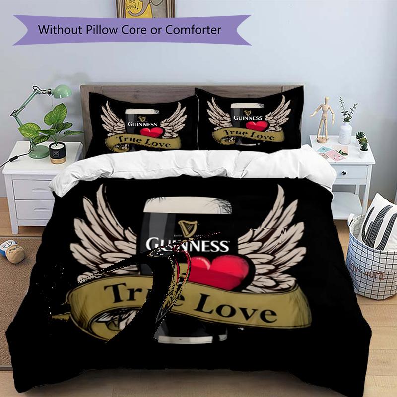 3pcs Duvet Cover Set (1*Duvet Cover + 2*Pillowcase, Without Core), Guinness Draught Print Bedding Set, Bedroom Decor, All‑Season, Gift