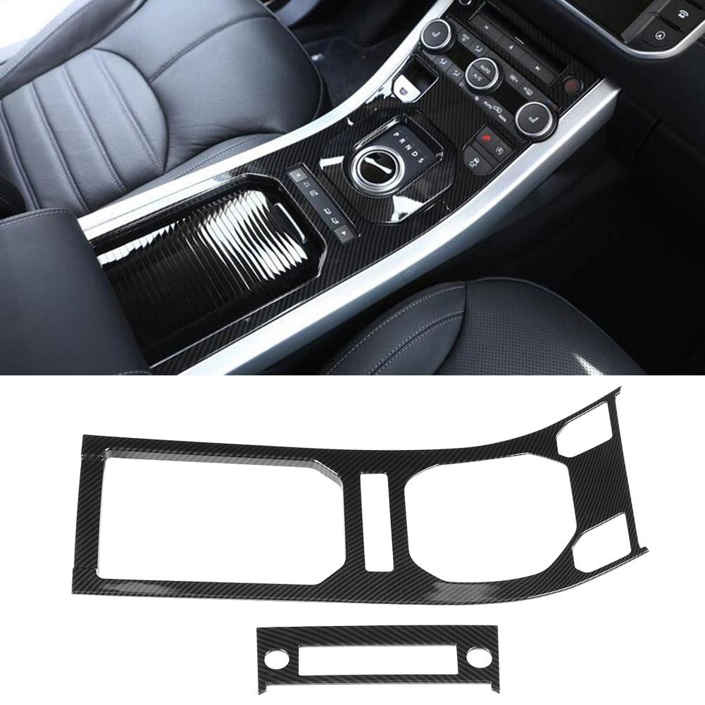 2pcs Carbon Fiber Style Center Console Gear Panel Trim for Land Rover Range Rover Evoque 1217