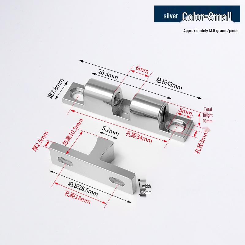 Zinc Alloy Magnetic Ball Catch Latch for Cabinet Doors - Silver