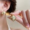 Square Checkerboard Zircon Stud Earrings Women's Light Luxury High-end Temperament Atmospheric Earrings Niche Design Mosquito Coil Plate Ear Clips