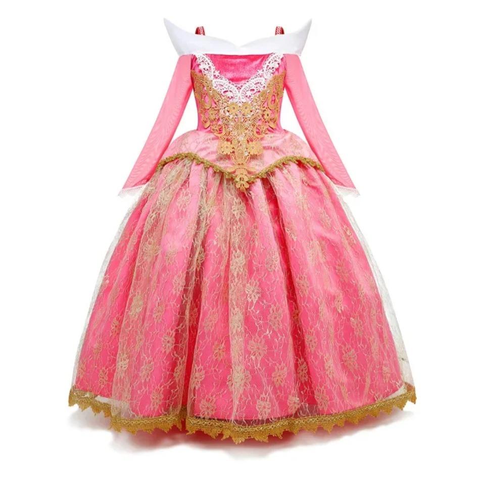Mädchen Dornröschen Aurora Prinzessin Halloween Cosplay Kleid Schulterfrei Kindergeschenk Karnevalsparty Ausgefallene Prinzessinnenkleidung
