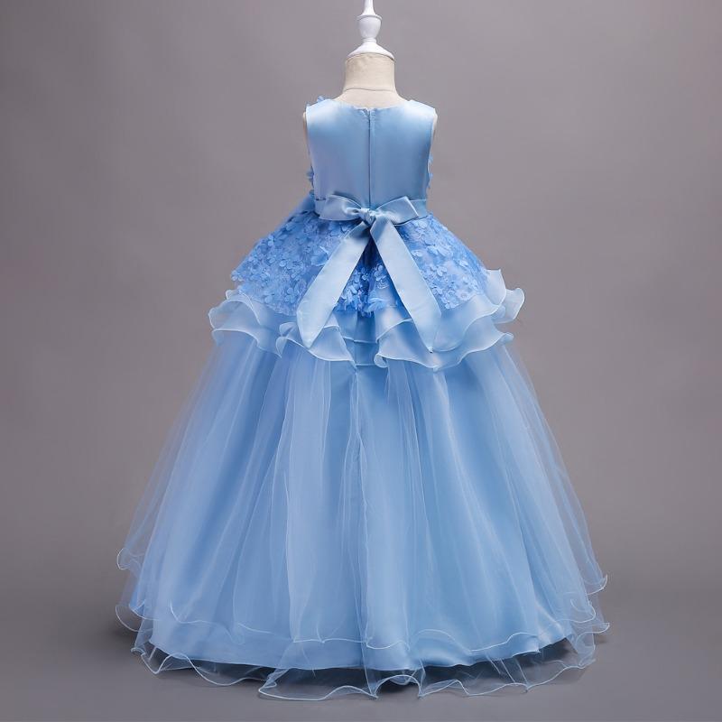 Little Girl Princess Wedding Gown Flower Girl Embroidered Long Dress
