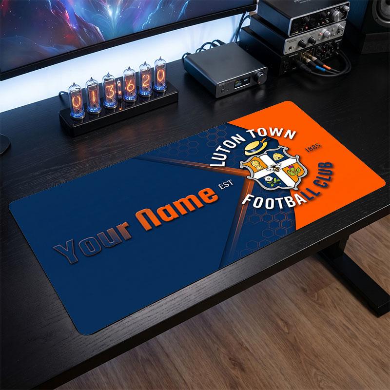Luton Town Custom Large Mouse Pad, Personalized Name Text Print, Football Logo Non‑Slip Desk Mat Gaming Gift