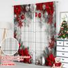 2pcs 2D flat printing Merry Christmas Window Curtains Christmas Ornaments Red Silver Snowflakes (2) Polyester Without
