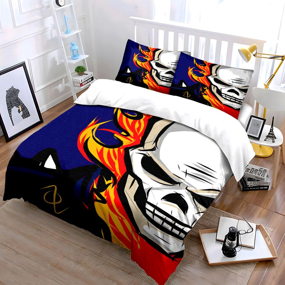 Skull with Fiery Flames. Bedding Sets Duvet Cover Sets Duvet Covers Pillowcases(1*Duvet Cover 2*Pillowcases Without Duvet Insert)