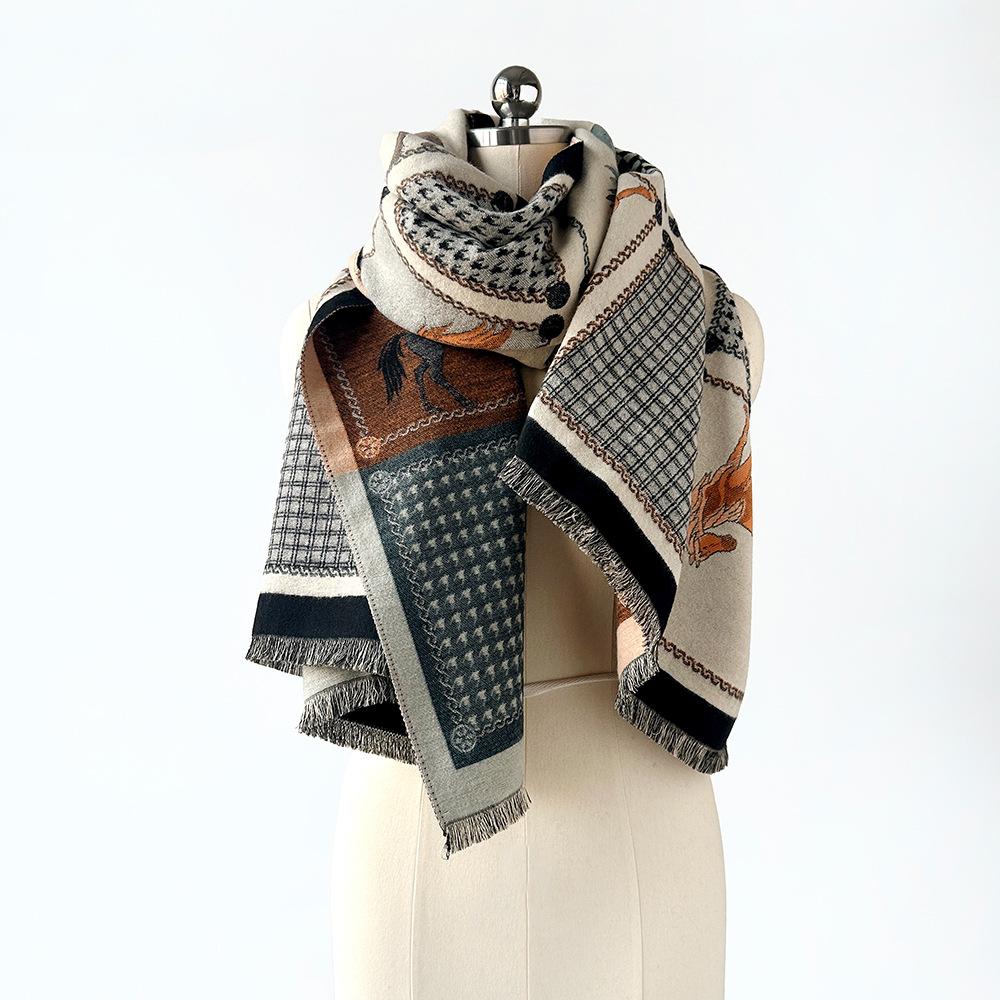 Fashion style big shawl autumn and winter women wool scarf warm shawl simple versatile thickened scarf