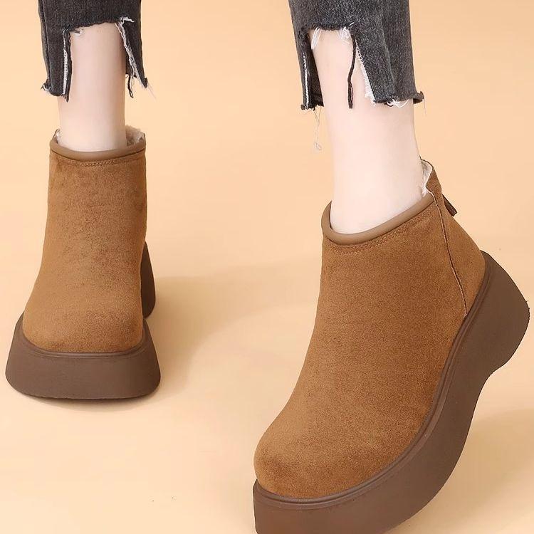 Thick-soled heightening Birkenstocks women's Martin boots 2025 new autumn and winter velvet warm snow boots short boots cotton shoes