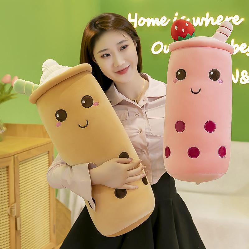 Large Cute Fruit Milk Tea Cup Long Throw Pillow Plush Toy Milk Tea Cup Shape Plush Toy Sleeping Pillow