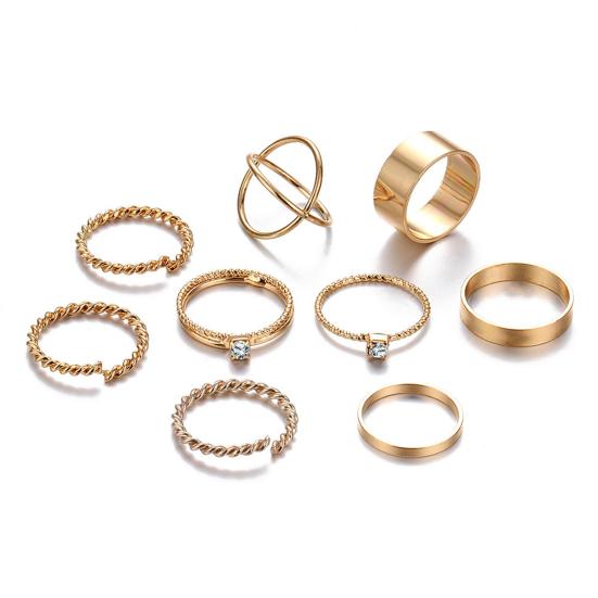 9Pcs Vintage Rings Adjustable Opening Twist Electroplating Rings Set for Women Geometric Ring Trendy Jewelry Gifts