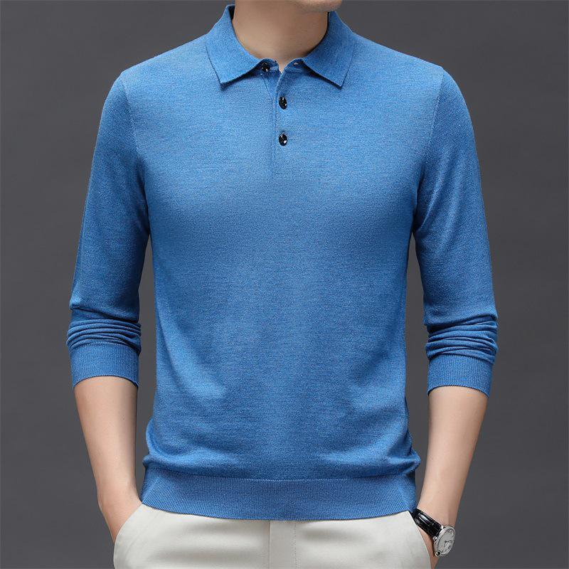 Men's Thickened Silk Wool Knit Pullover Sweater - Round Neck, Plain Color, Autumn/Winter Casual Lapel Cardigan.