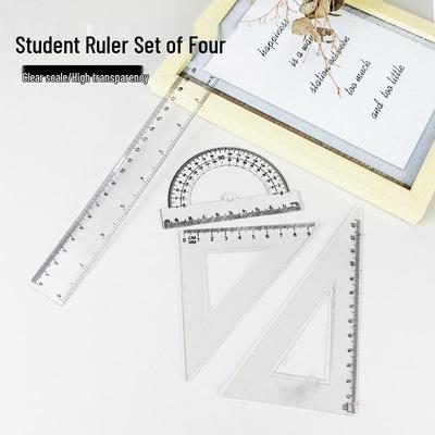 Multi-functional Student Ruler Set - Triangle, Straight Edge, Protractor & Scale Rulers