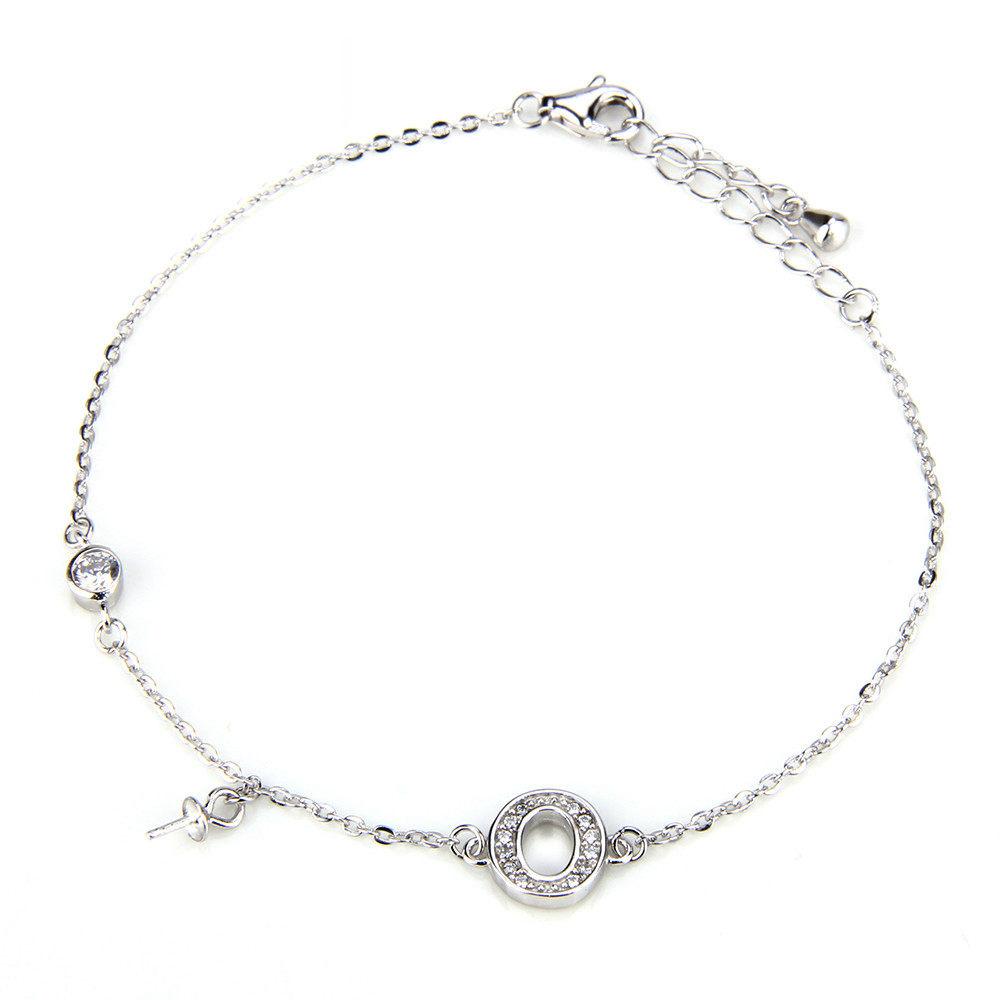 

CLUCI women hand jewelry lobster clasp 925 sterling silver pearls bracelet accessory letter O design Bracelet & Bangle SB024SB 8 inch