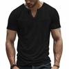 Men’s Short Sleeve Henley T Shirt with Chest Pocket Casual Lightweight Textured Fabric Notched Neckline Top