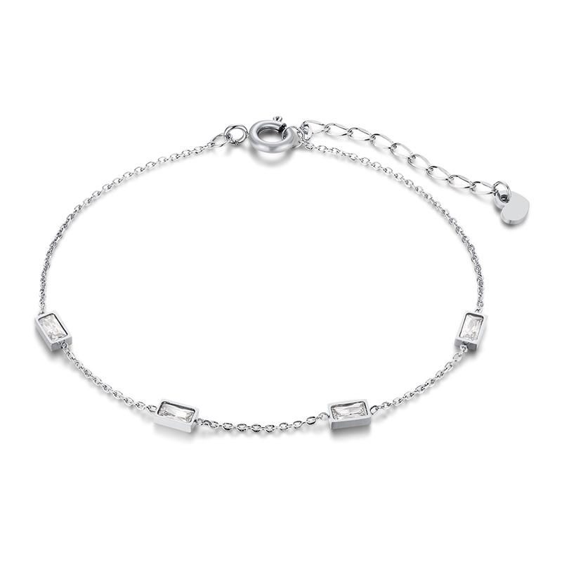 

Super Ultra Thin Cubic Zirconia Chain Bracelet Stainless Steel Link Thin Bracelet for Women Girls Charm Gifts