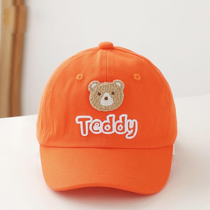 Bear Cap Baby 1-5 Years Old Baby Spring and Summer Sun Protection Baseball Cap Cotton Breathable Hat for Boys Girls