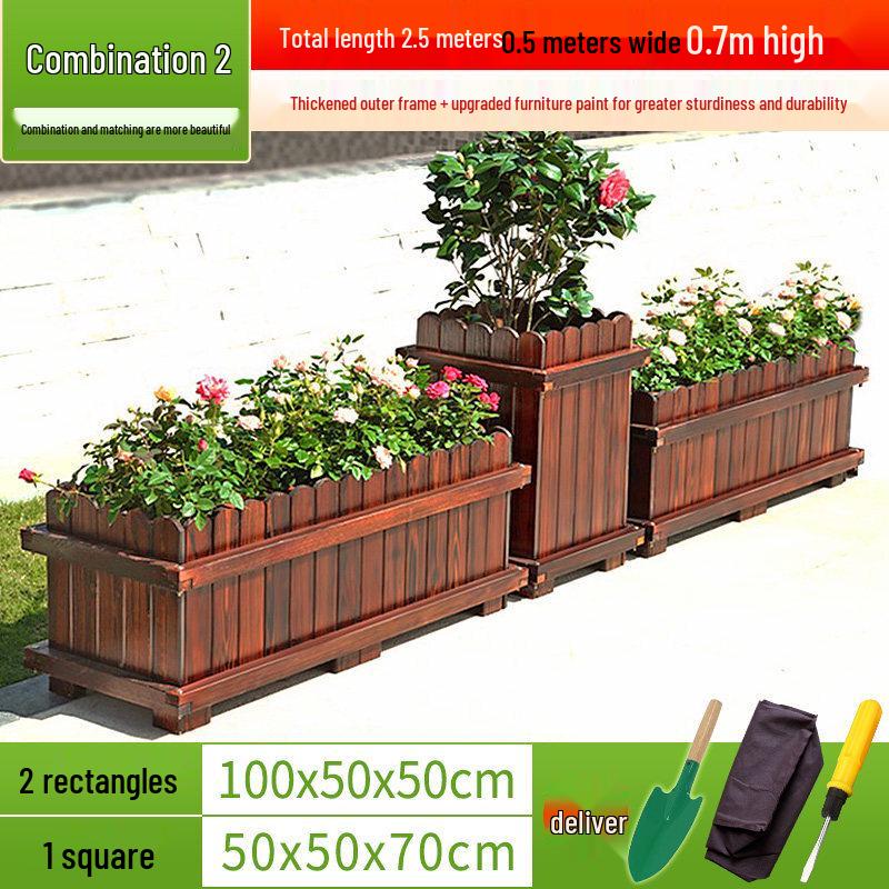 Outdoor Treated Wood Planter Box