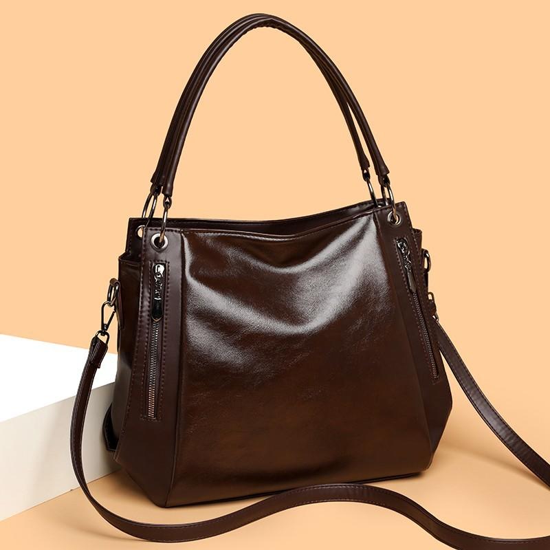 Elegancka torba typu tote z PU dla kobiet – Klasyczna torebka z bocznymi kieszeniami na podwójny zamek i regulowanym paskiem na ramię, Idealna do pracy i na co dzień