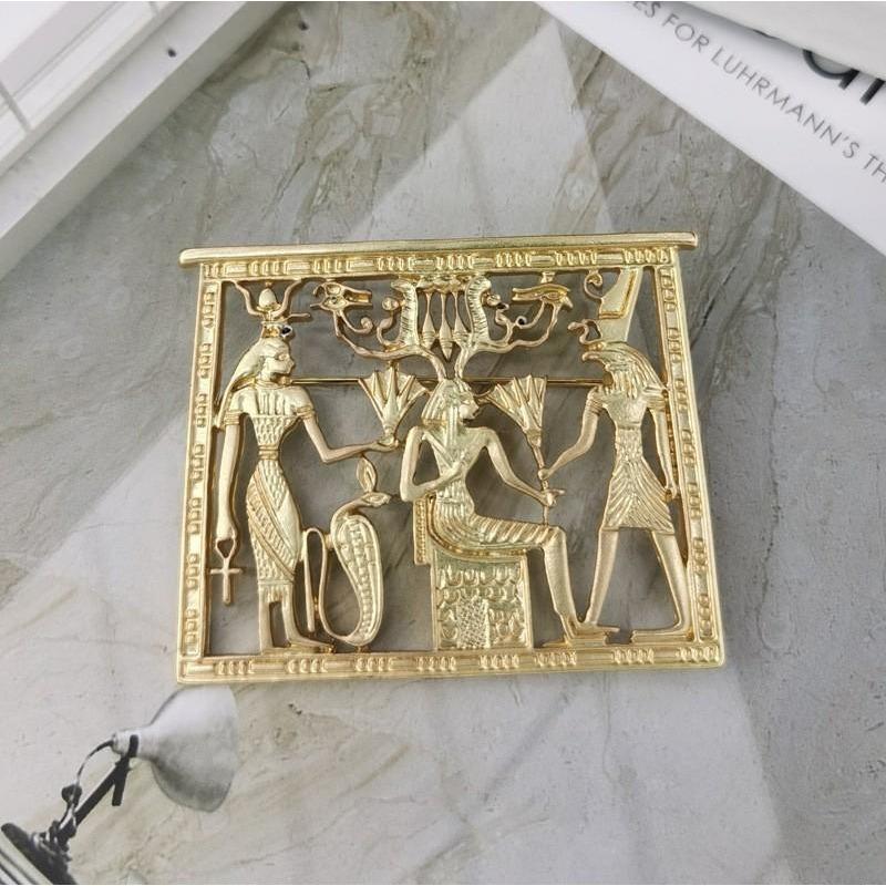 

Египетский фараон Брошь Матовая золотая брошь Аксессуары Винтажные женские булавки Аксессуары золотой