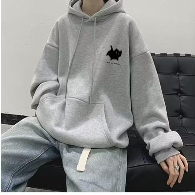 Bluza z kapturem w stylu hongkońskim, amerykańska retro dla mężczyzn, nowa, modna marka na wiosnę i jesień, luźna i wszechstronna, pluszowa bluza dla mężczyzn