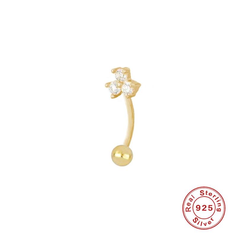 S925 Sterling Silver Curved Hook Rear Hanging Piercing Thread Stud Earrings Piercing Earbone Stud Eyebrow Stud Earring Pinna Cochlear Stud