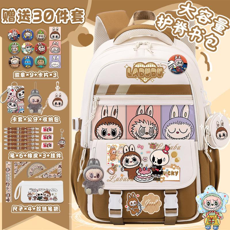 School bag for primary school students, large-capacity burden reduction and decompression backpack--grade cartoon spine protection backpack