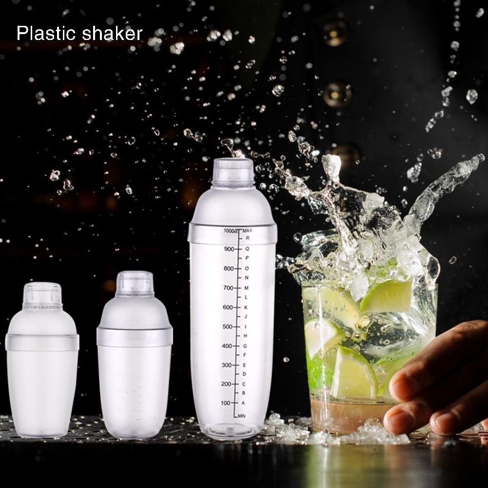 350/530/1000ml Plastic Cocktail Shaker Cup Scale Wine Beverage Drink Party Mixer
