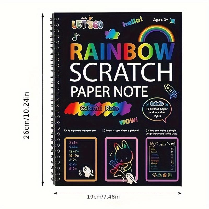 

50 pcs of Magic Scratch-Off Paper, Scratch-Off Rainbow Art Paper Scratch-Off Kit with 5 Sticks for Birthday Party Holiday Gifts