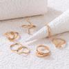 2025 New Simple Pearl Alloy Butterfly Snake Ring Geometric Zodiac Seven-Piece Ring Set
