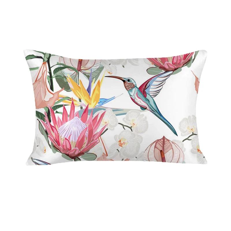 1 Pcs Silky Satin Body Pillow Case Long Bedding Pillow Cover Emulation Silk Floral Printing Pillowcase King Queen Size