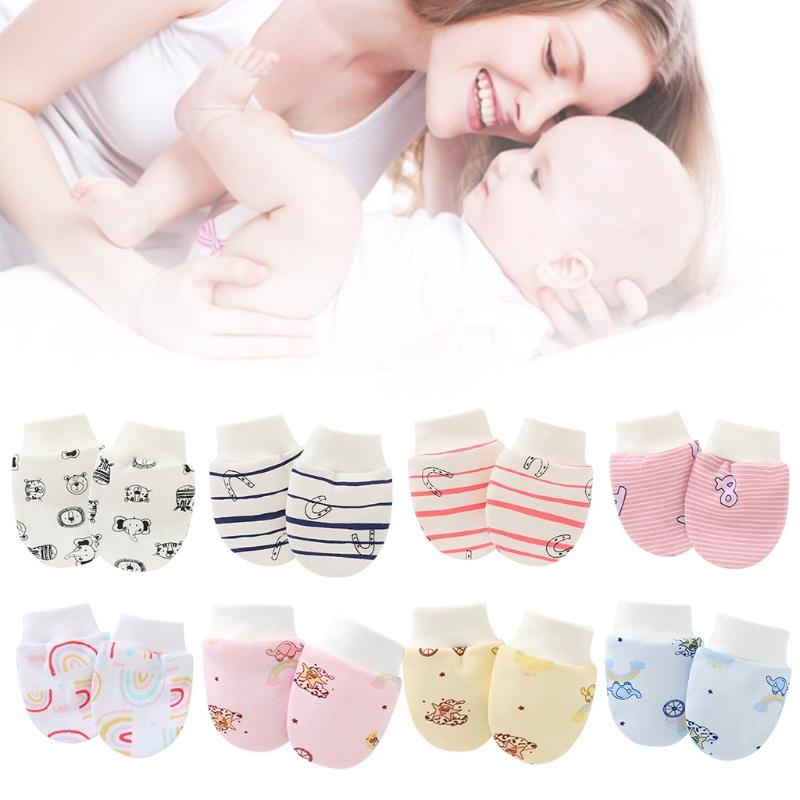 Solid Color No Scratch Mitts Baby Anti Scratching Soft Cotton Gloves Newborn for Protection Face Scratch Hands Gloves