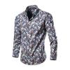 Camicia Casual da Uomo a Maniche Lunghe con Stampa Floreale Slim Fit