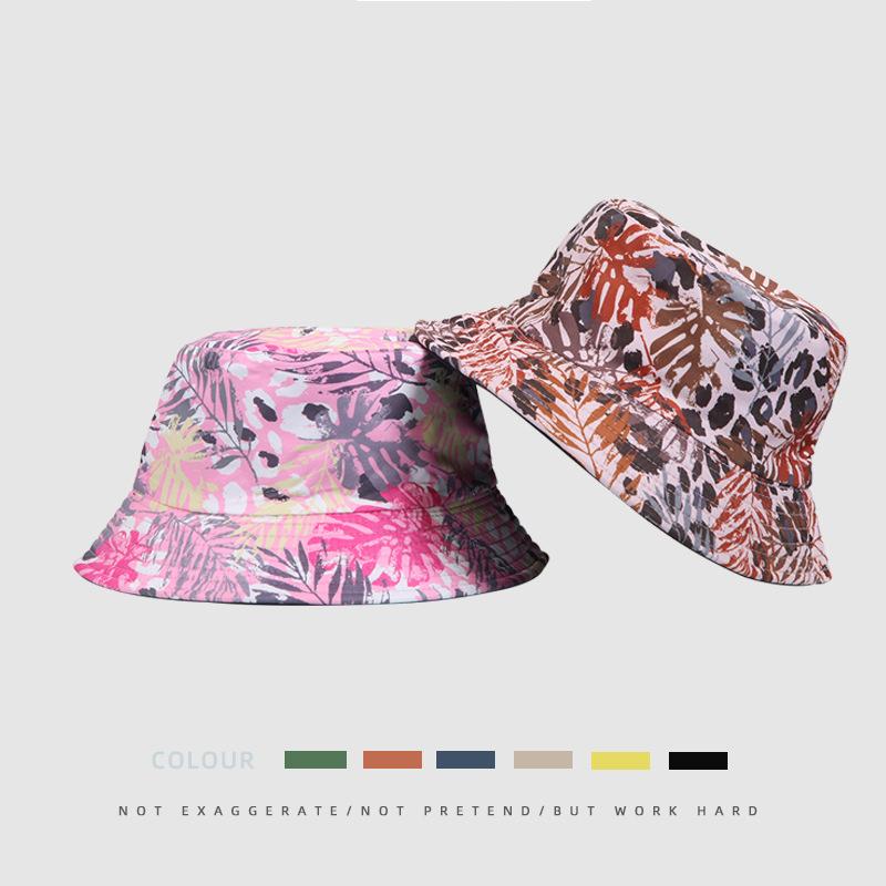 Hat Versatile Style Leaf Printing Womens Sunshade Hatscaps Fishermans