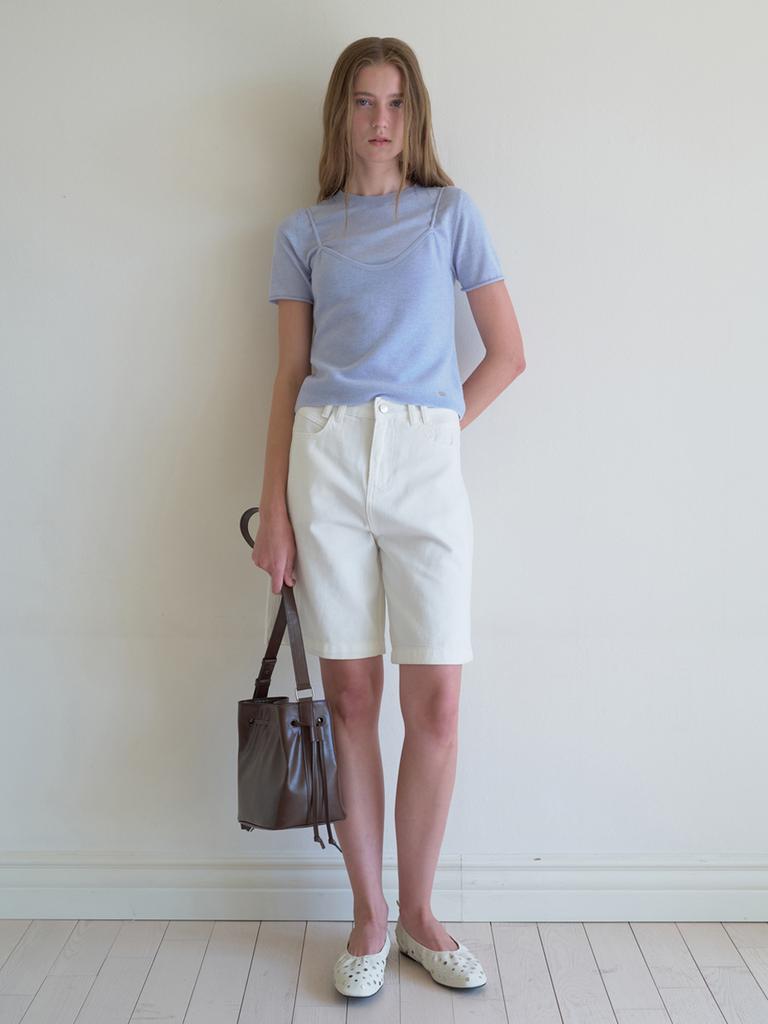 Elssibeui Bustier Overlay Knit Top_Skyblue