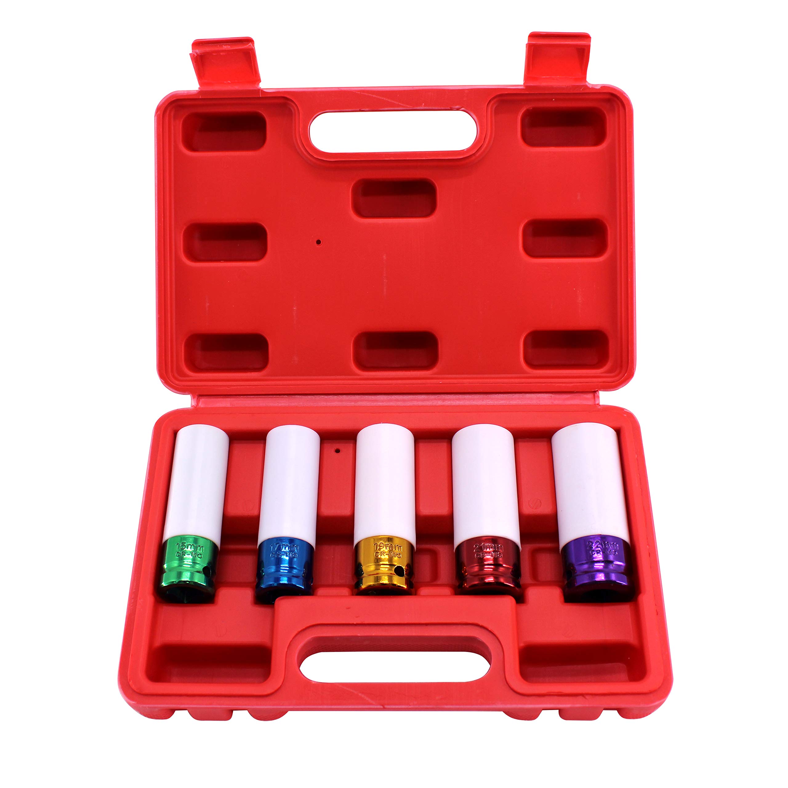 

Набор головок 15мм 17мм 19мм 21мм 22мм Привод Гайка колеса из алюминия HFS(р) Тонкогубый 5 предметов 1/2