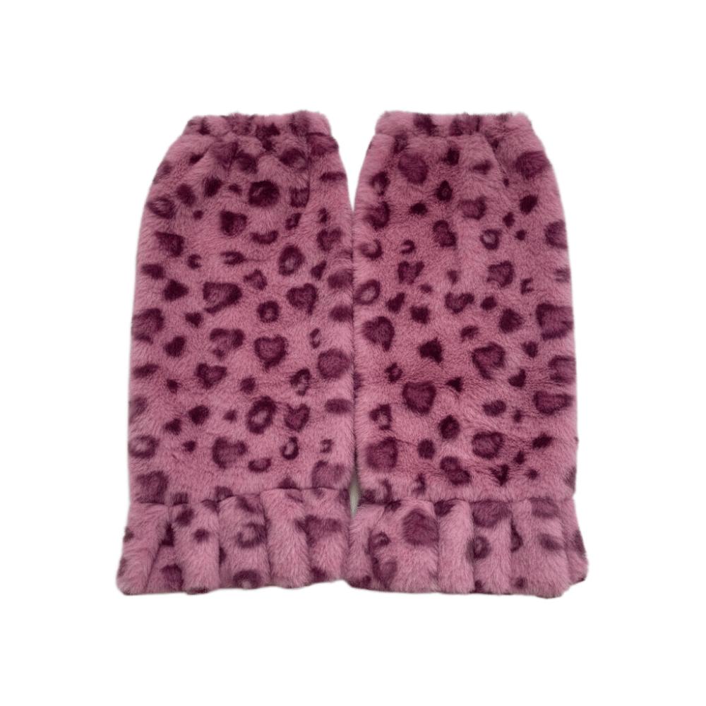 

Leopard Print Furry Leg Warmers Y2K Long Stockings Fashion Winter Leg Warmers Streetwear Pink