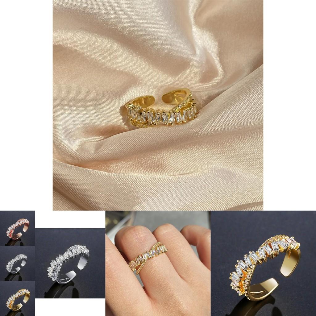 Contemporary Copper Ring With Dazzling Rectangular Zircon And Open Adjustable Design