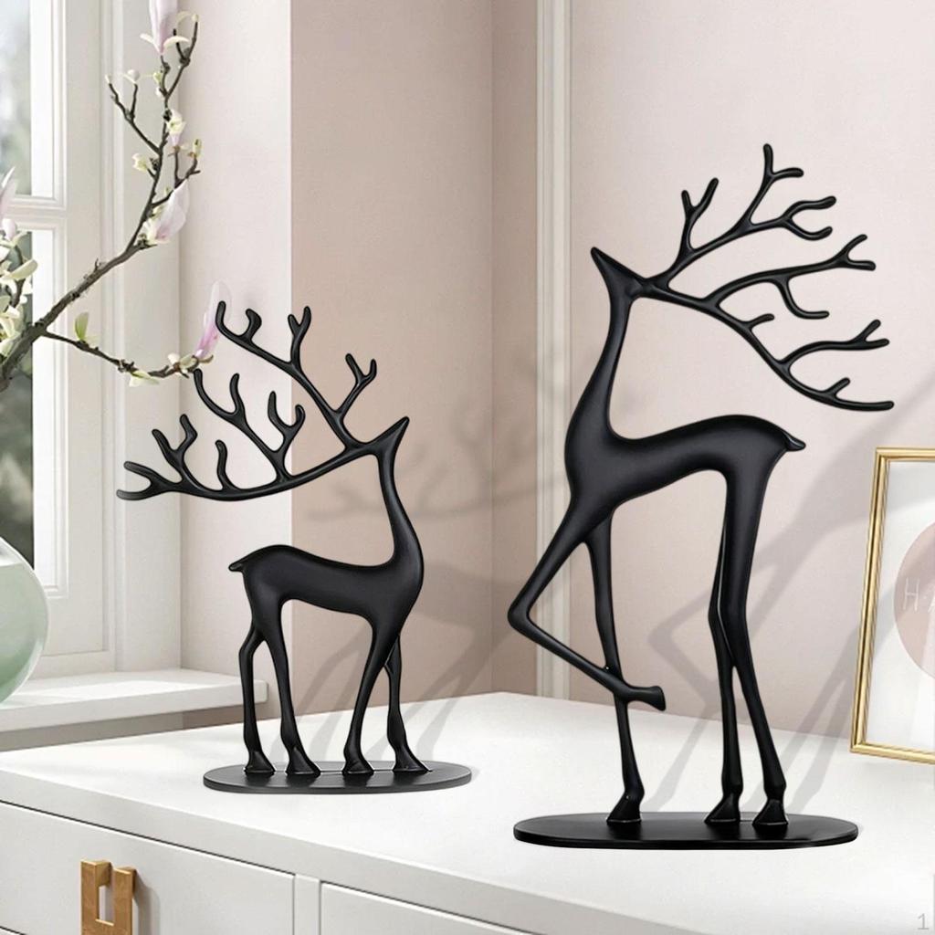 Christmas Decor Reindeer Figurine Deer Statue Xmas Gifts Elegant Modern Metal