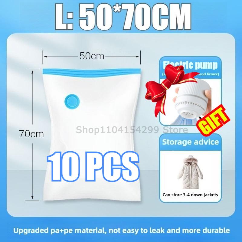1-10PCS Vacuum Storage Bag Travel Organizer with Pump Leakproof & Scratch-Resistant for Clothes Blankets Bedding Space-Saving