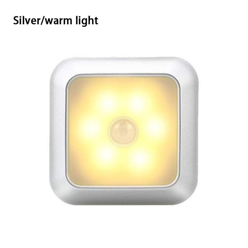 Motion Sensor Night Light 6leds Wall Closet Cabinet Stair Indoor Lighting Wireless Lamp White Light/Warm Light