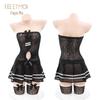 Feimu Sexy College-Style Tube Top Net Dress & Stockings Set - Easy Removal 7466