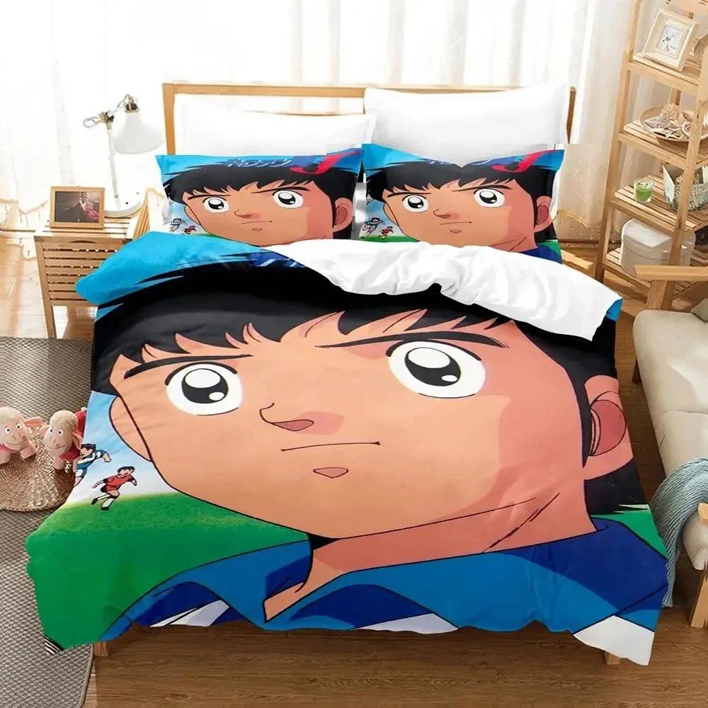 Comforter Anime Football Boy Captain Tsubasa Bedding Set Double Twin King Comforter Boys Girls Adults Bedroom