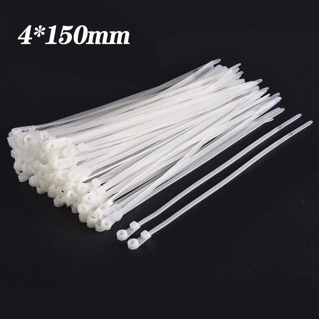 

Screw Hole Cable Ties Fixed Head Reusable Nylon Straps Low Temperature Resistant Self Locking Fasteners for Outdoor Home Office 100PCS білий
