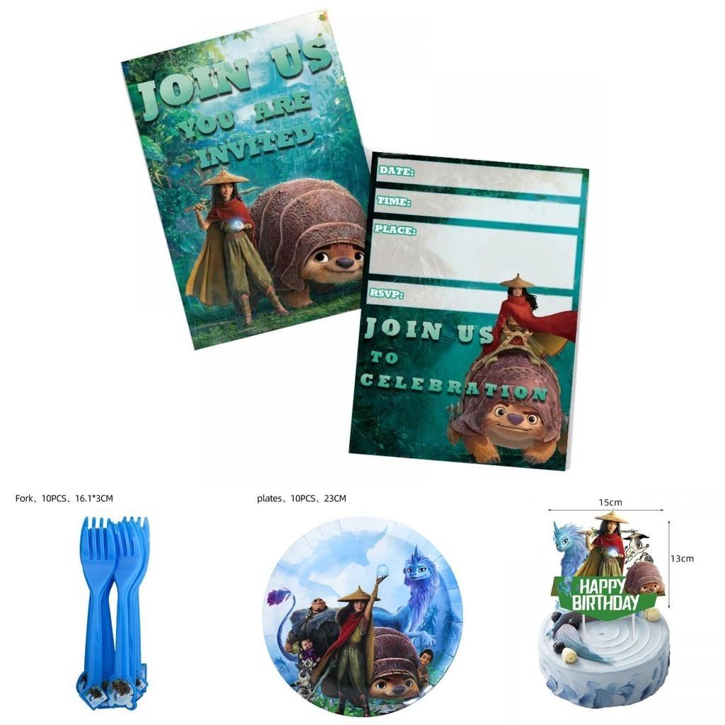 Raya e o Último Dragão Artigos de Festa Encantadores Utensílios de Mesa Pratos Copos Faixa Toalha de Mesa