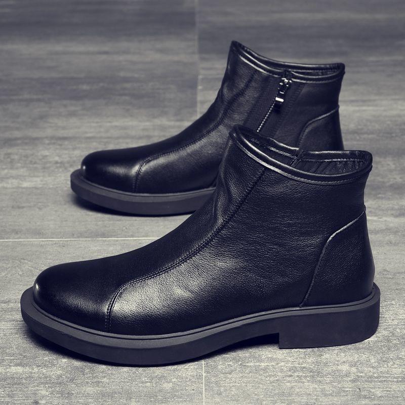 First layer cowhide men's casual Martin boots short boots medium top high top casual shoes