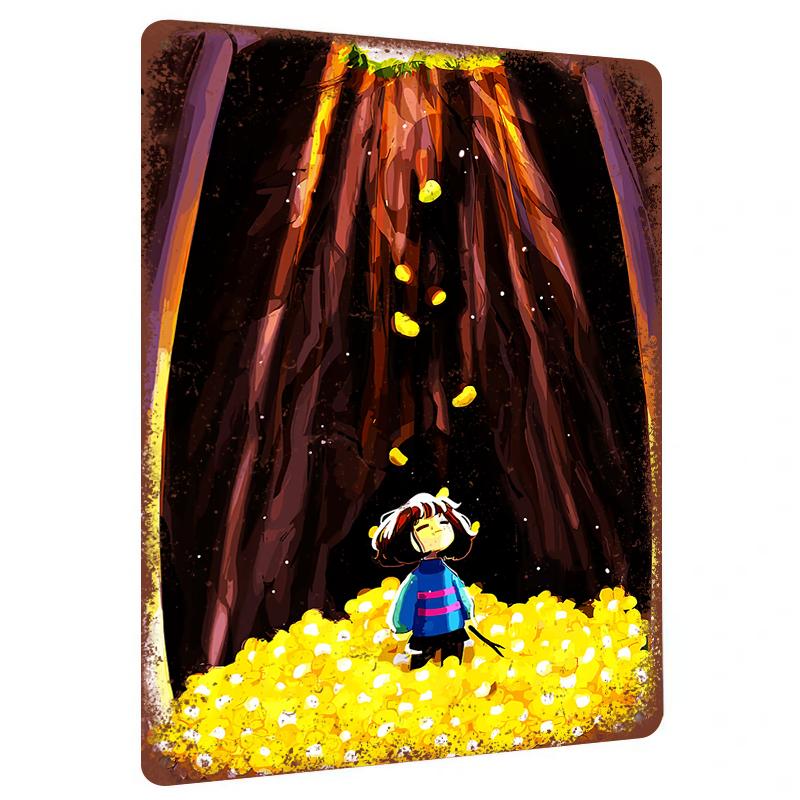 Cartoon Game Character Waterfall Gold Scene Metal Iron Painting Home Wall Decor Creative Gift
