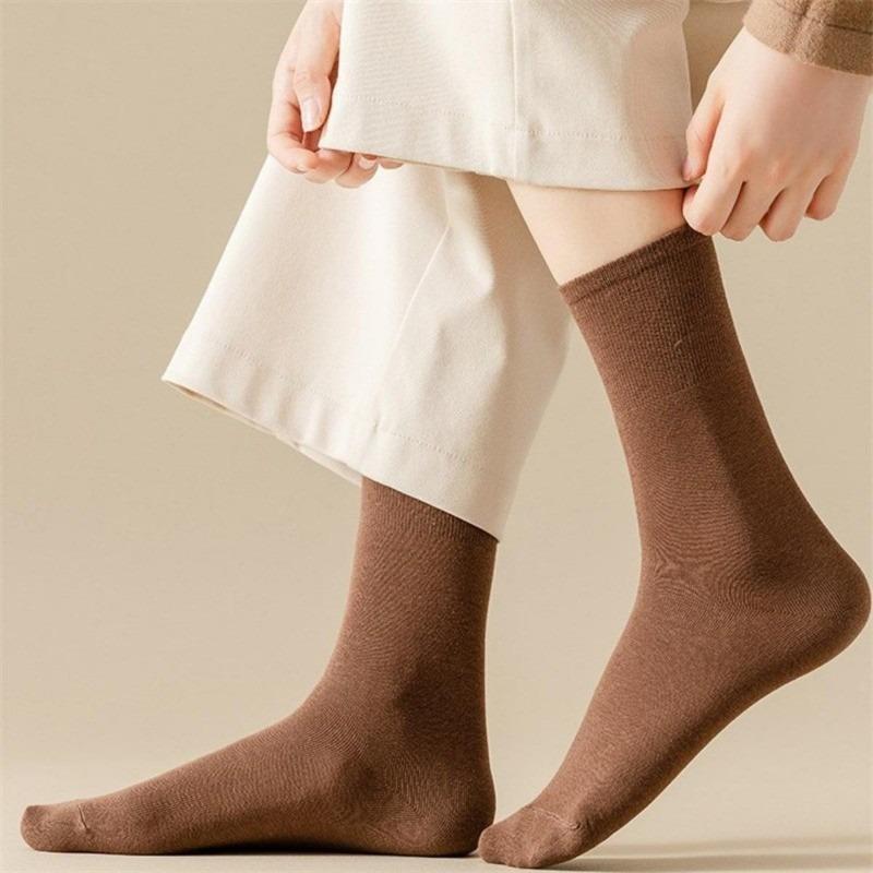 Soft Pure Cotton Korean Solid Color Socks for Women All-Match Socks Ins Trendy Casual Calf Socks