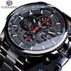 Three Dial Calendar Stainless Steel Men Mechanical Automatic Wrist Watches Top Brand Luxury Military Sport Male Clock